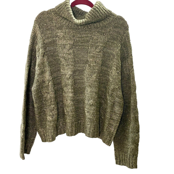 JOA Oversized Crop Chunky Turtleneck Sweater Grey Womens Size Medium - Picture 3 of 13